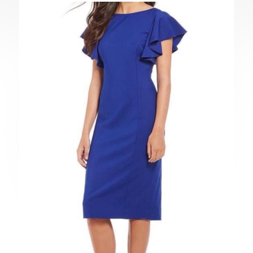 Antonio Melani Dress Ruffle Sleeve Blue Midi size 8